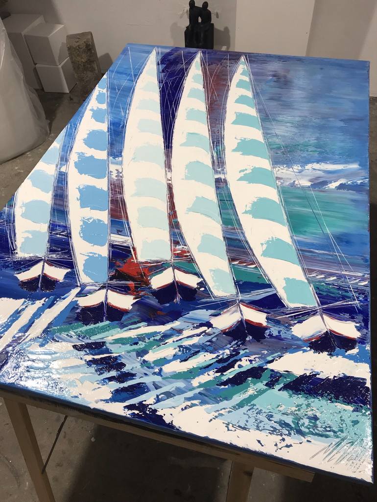 Original Pop Art Boat Painting by Olivier Messas