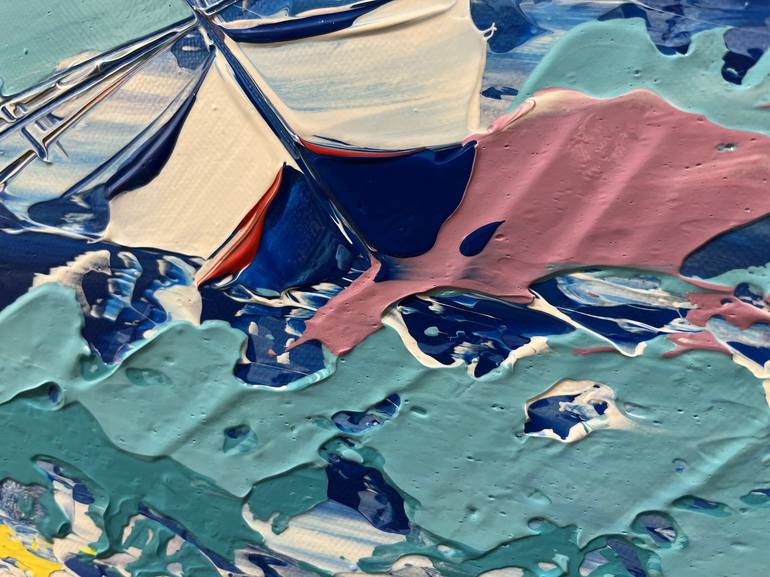 Original Pop Art Sailboat Painting by Olivier Messas