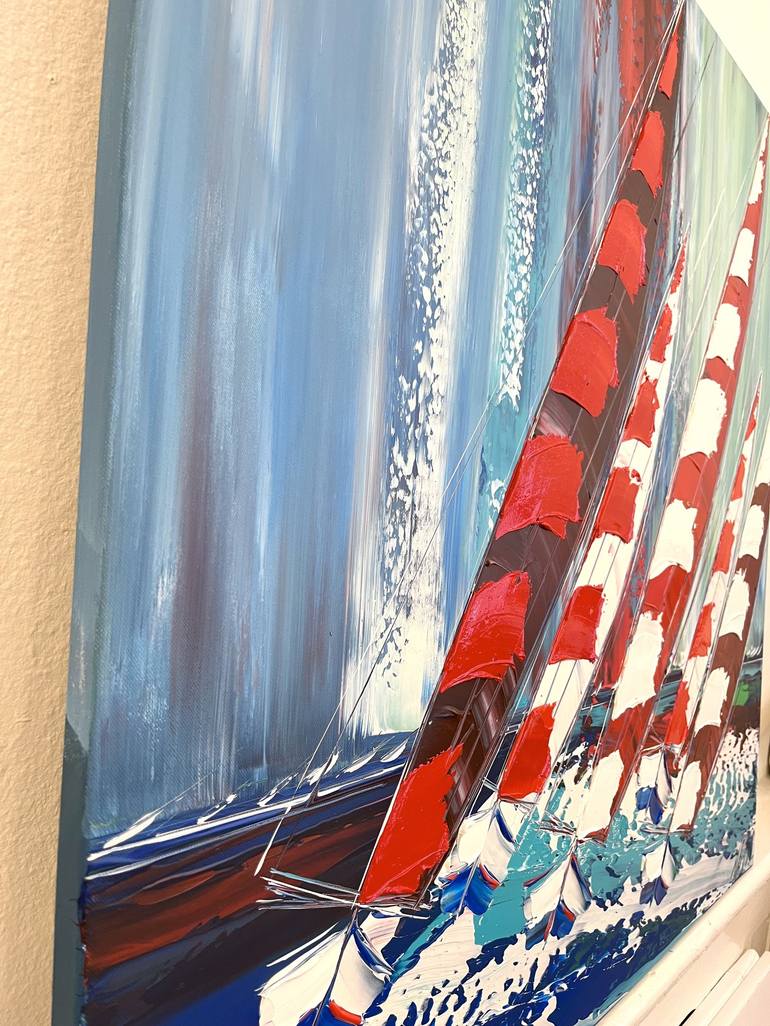 Original Pop Art Boat Painting by Olivier Messas