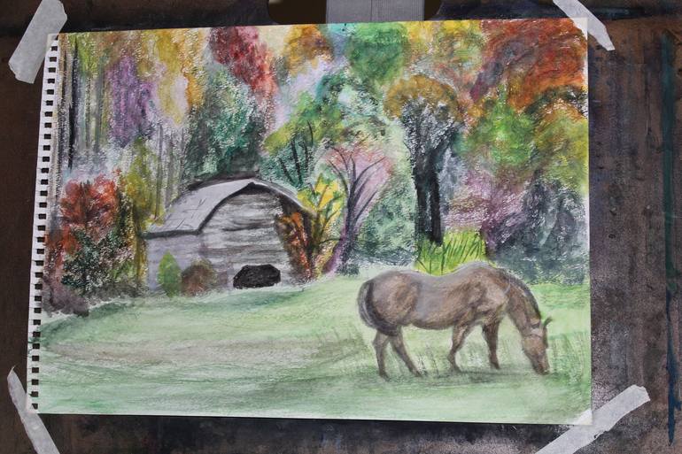 Horse grazing Drawing by John Brewer Saatchi Art