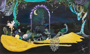  secret garden -night,jewerly and desert  97x162.2cm oil on canvas thumb