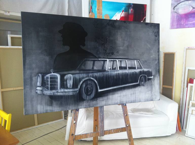 Original Art Deco Car Painting by Petra Thölken