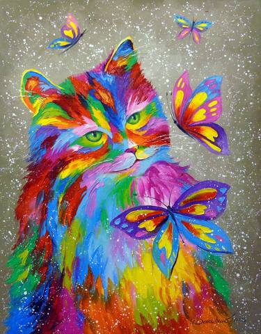 The rainbow cat and butterflies thumb