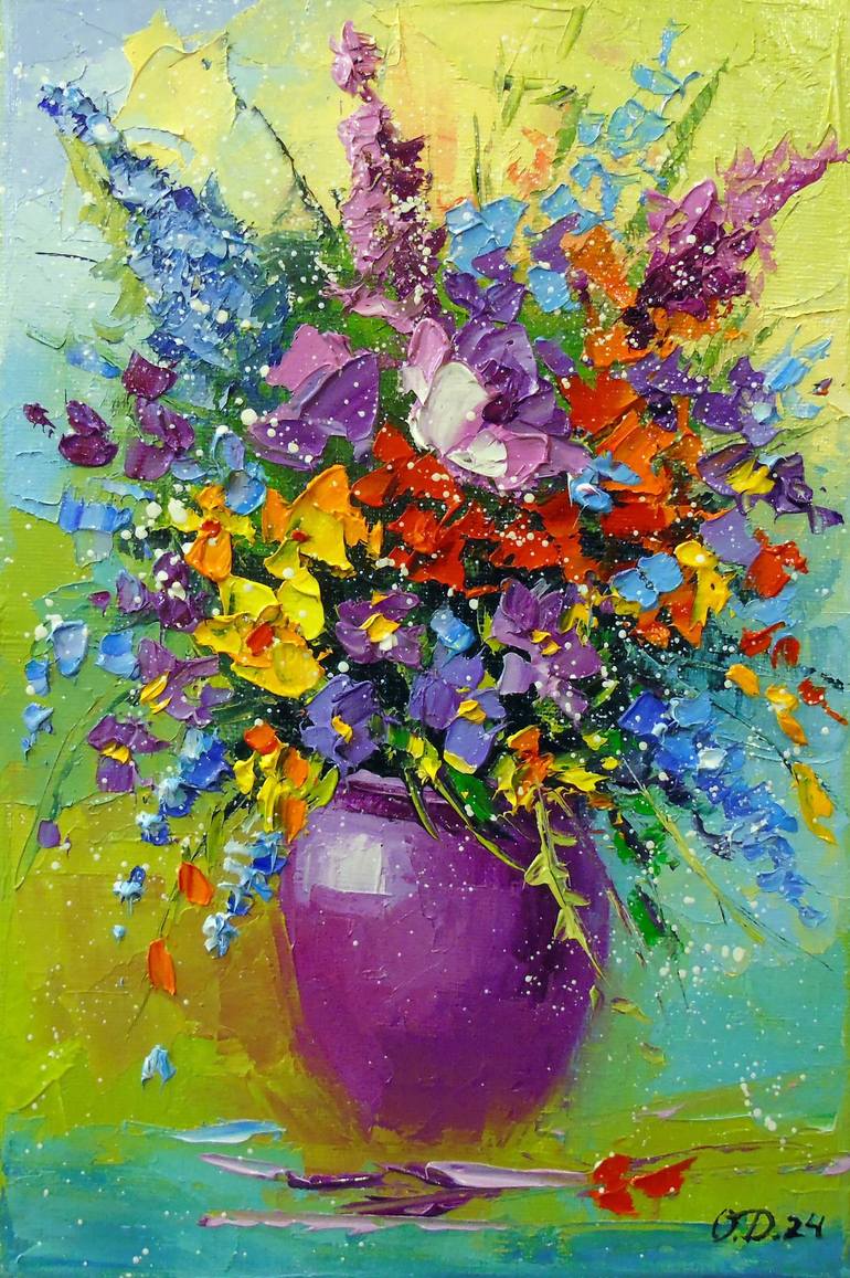 Blue flowers Painting by Olha Darchuk | Saatchi Art South Africa