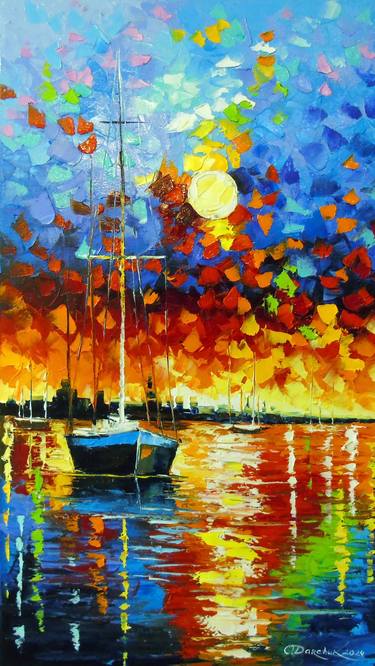 Print of Fine Art Sailboat Paintings by Olha Darchuk