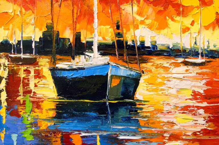 Original Fine Art Sailboat Painting by Olha Darchuk