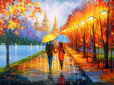Romantic walk in the rain thumb