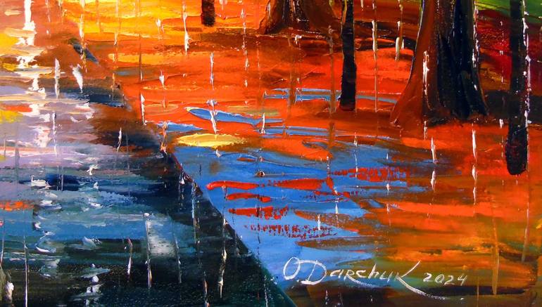 Original Art Deco Cities Painting by Olha Darchuk