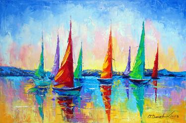 Original Abstract Boat Paintings by Olha Darchuk