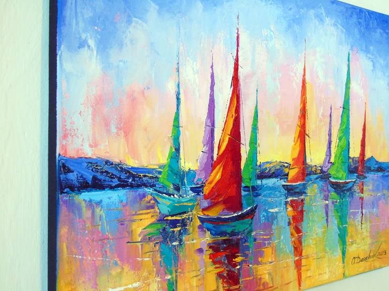 Original Abstract Boat Painting by Olha Darchuk