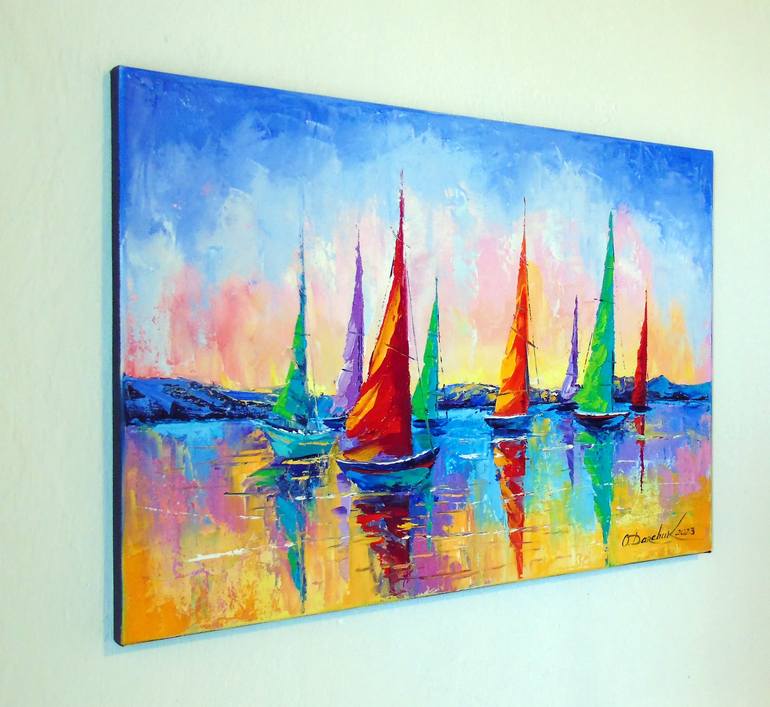 Original Abstract Boat Painting by Olha Darchuk