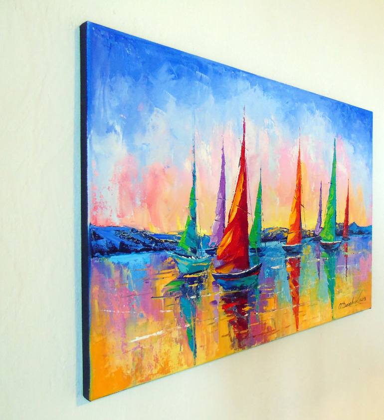 Original Abstract Boat Painting by Olha Darchuk