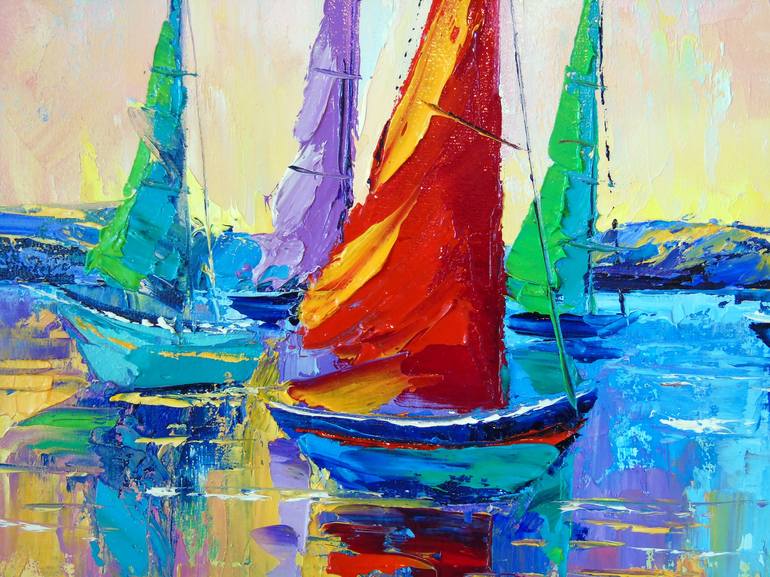 Original Abstract Boat Painting by Olha Darchuk