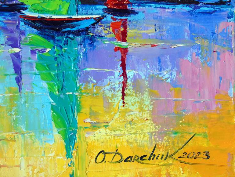 Original Abstract Boat Painting by Olha Darchuk