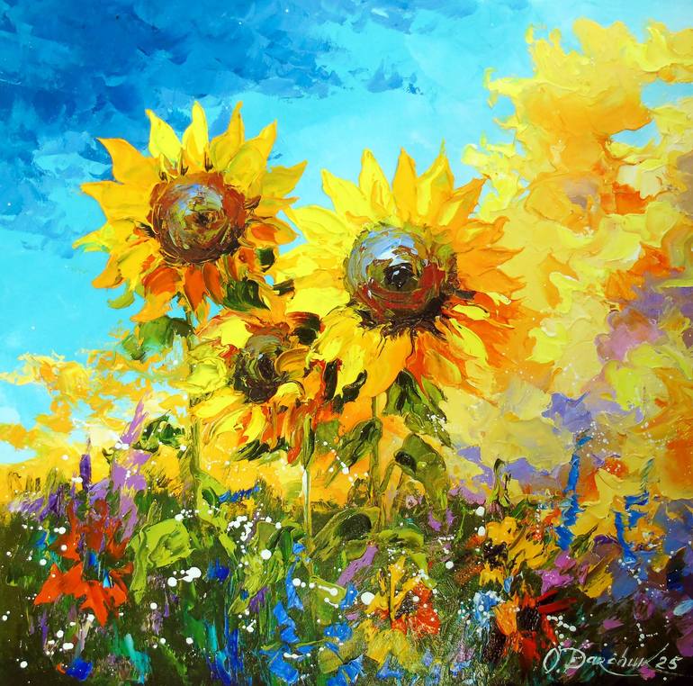 Sunflowers Painting by Olha Darchuk | Saatchi Art Finland