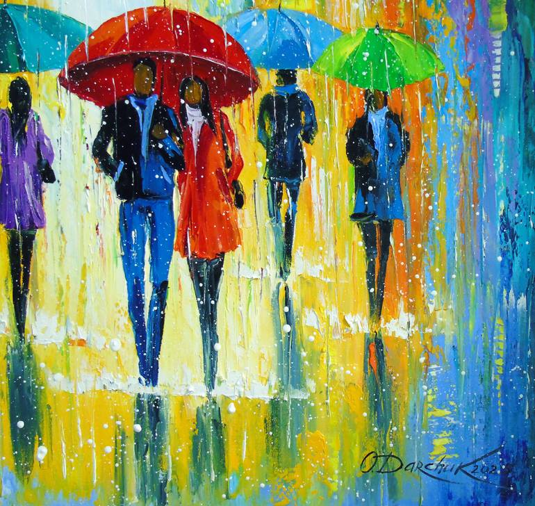 Original Abstract Cities Painting by Olha Darchuk