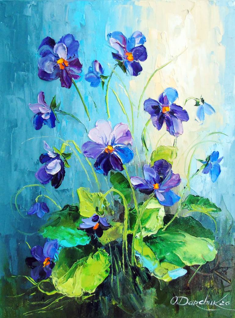 Blue flowers Painting by Olha Darchuk | Saatchi Art