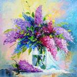 Lilac Bouquet in a Glass by Olha Darchuk