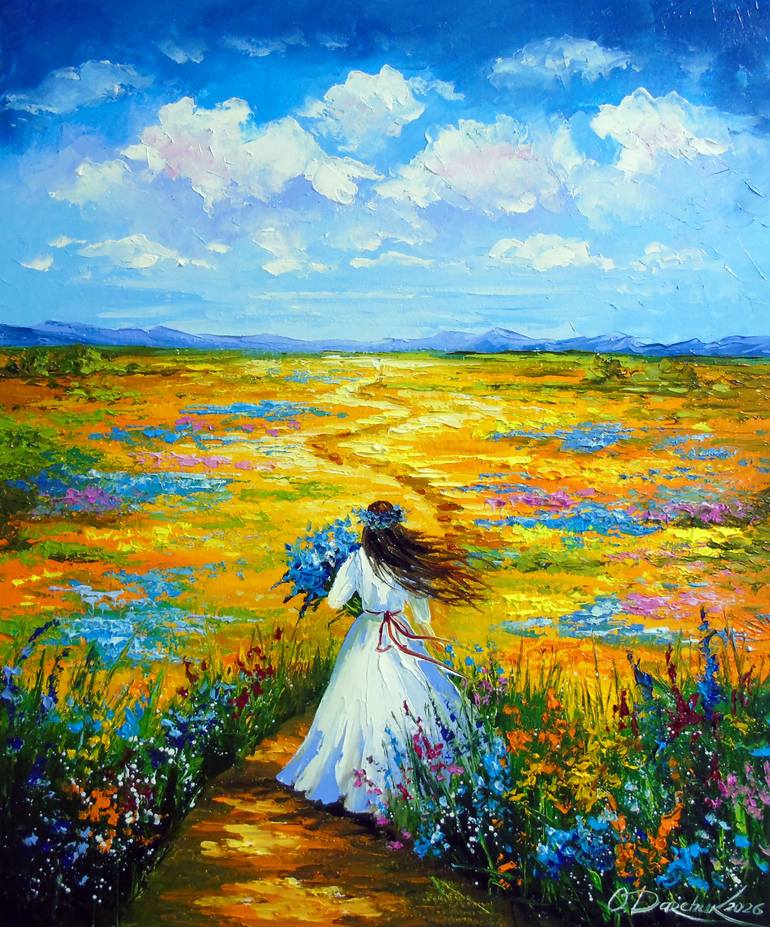 【M6号】good blue(flozen star) painting 油絵 Blue flowers Painting by Olha Darchuk | Saatchi Art South Africa