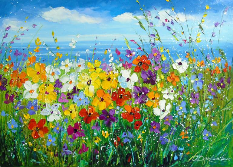 Blue flowers Painting by Olha Darchuk | Saatchi Art South Africa