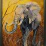 Elephant oil painting on canvas in a black wooden frame,100% handmade palette knife,painting for the interior or for a gift, a long time will give you positive emotions. Ready to hang.