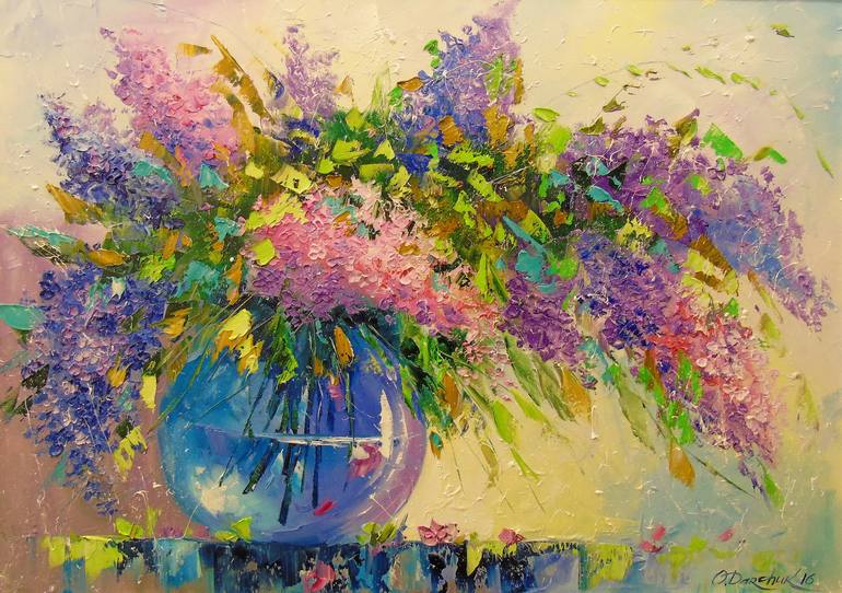 A bouquet of lilacs Painting by Olha Darchuk | Saatchi Art