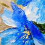 Blue flowers,oil painting on canvas without frame as edges are painted,100% handmade palette knife and high quality oil,will decorate your interior for a long time and will give you and your family positive emotions. Ready to hang.