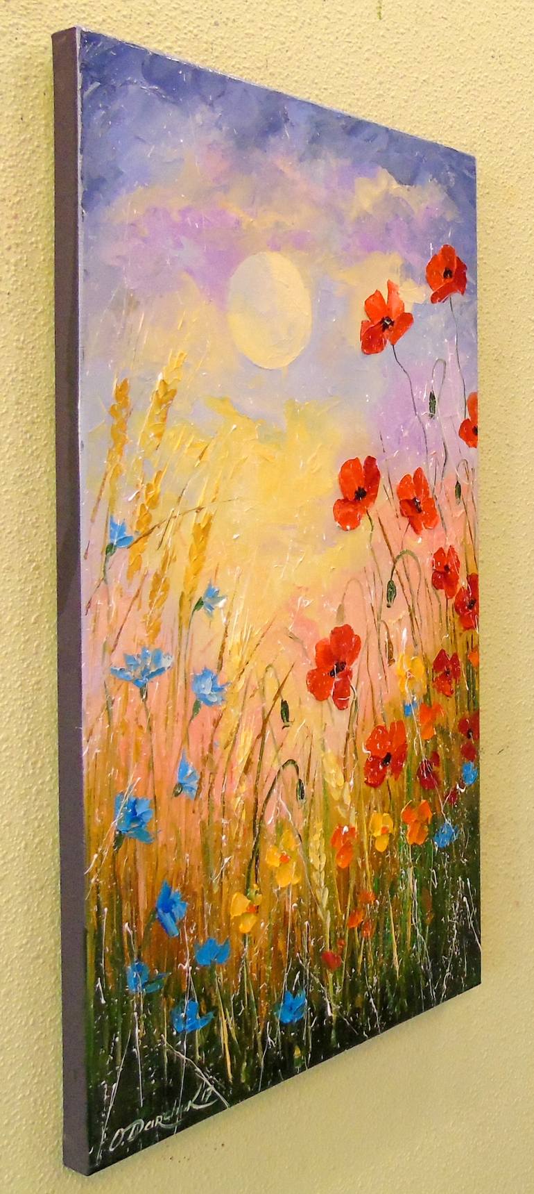 Wild flowers in the moonlight Painting by Olha Darchuk