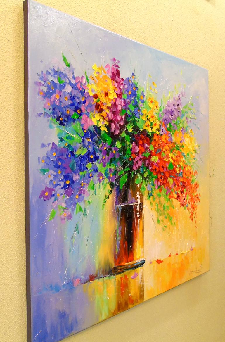 A bouquet of wild flowers Painting by Olha Darchuk | Saatchi Art