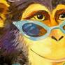 Boy monkey oil painting on canvas without frame as edges are painted,100% handmade palette knife and high quality oil ,will decorate your interior for a long time and will give you and your family positive emotions.Ready to hang.Monkey,boy,glasses,bow,bright colors,romantic,impressionism