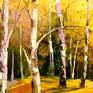 Birch trees,oil painting on canvas without frame as edges are painted,100% handmade palette knife and high quality oil,will decorate your interior for a long time and will give you and your family positive emotions .Ready to hang. Landscape,nature,tree,autumn,sun,oil,impressionism.