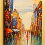 Life in the big city oil painting on canvas without frame as edges are painted,100% handmade palette knife and high quality oil,will decorate your interior for a long time and will give you and your family positive emotions .Ready to hang. Landscape,nature,city,London,people,couples,rain,wind,bright,oil,impressionism.
