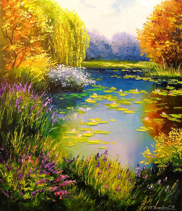 Blooming pond Painting by Olha Darchuk | Saatchi Art