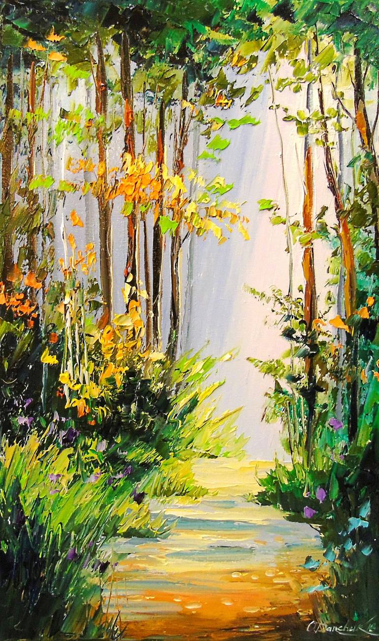 Magic Forest Wall Art Forest Path Painting Pathway Summer Tree Painting ...