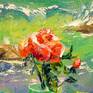 Roses and the sea,oil painting on canvas without frame so the edges are painted,100% handmade with a palette knife and high-quality oil ,will decorate your interior and for a long time will give positive emotions to you and your family. Ready to hang