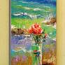 Roses and the sea,oil painting on canvas without frame so the edges are painted,100% handmade with a palette knife and high-quality oil ,will decorate your interior and for a long time will give positive emotions to you and your family. Ready to hang