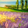 Lavender field, oil painting on canvas without frame so the edges are painted, 100% handmade with a palette knife and high quality oil ,decorate your interior and for a long time will give positive emotions to you and your family. Ready to hang