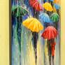 Rain, oil painting on canvas without a frame as the edges are painted, 100% hand made high-quality oil and palette knife, decorate your interior and for a long time will only give positive emotions. Ready to hang. Rain, umbrellas, people, impressionism, oil, canvas, on the wall, decor, for the interior, bright art.