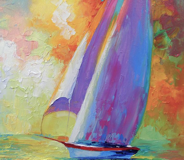 Original Fine Art Boat Painting by Olha Darchuk
