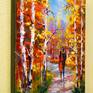 Autumn walk oil painting original work, unframed as the edges are painted 100 % handmade with a palette knife and high quality oil ,for interior or as a gift. Decorate your interior and for a long time will give joy to you and your family. Ready to hang.