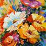 Summer flowers oil painting, unframed since the edges are painted 100 % handmade with palette knife and high quality oil, for interior or for gift. Decorate your interior and for a long time will give joy to you and your family. Ready to hang.
