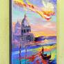 Venice and gondolas oil painting, unframed as the edges are painted 100 % handmade with a palette knife and high-quality oil, for the interior or as a gift. It will decorate your interior and will bring joy to you and your family for a long time. Ready to hang