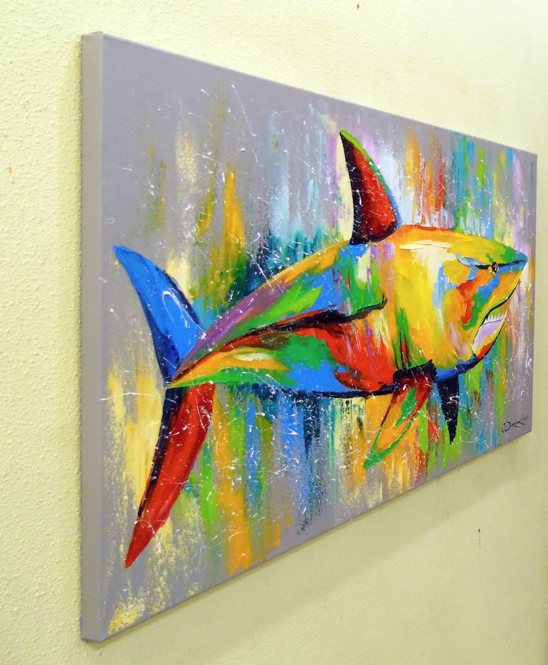 Original Abstract Expressionism Fish Painting by Olha Darchuk