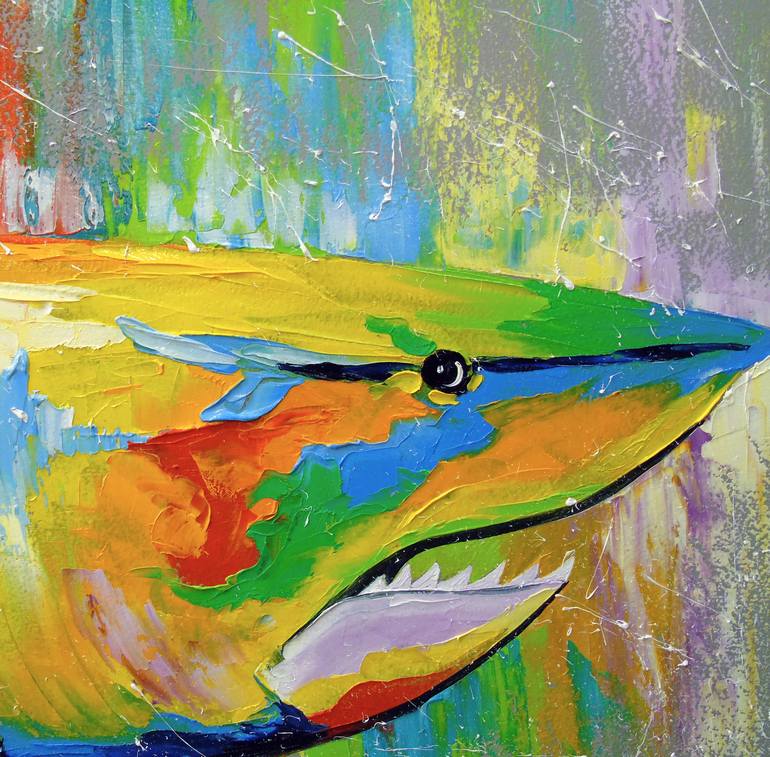 Original Abstract Expressionism Fish Painting by Olha Darchuk