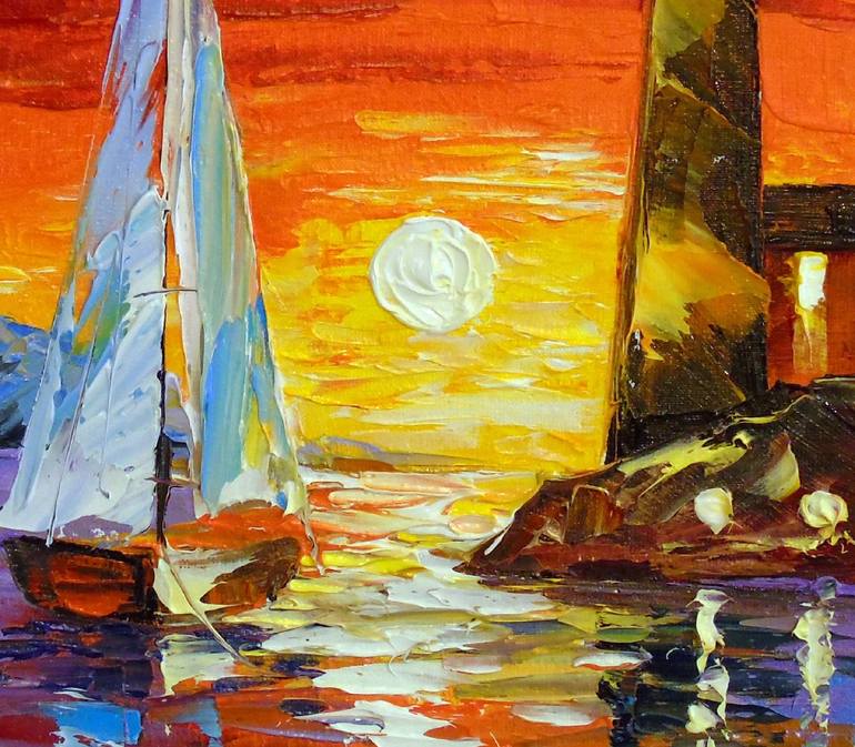 Original Boat Painting by Olha Darchuk