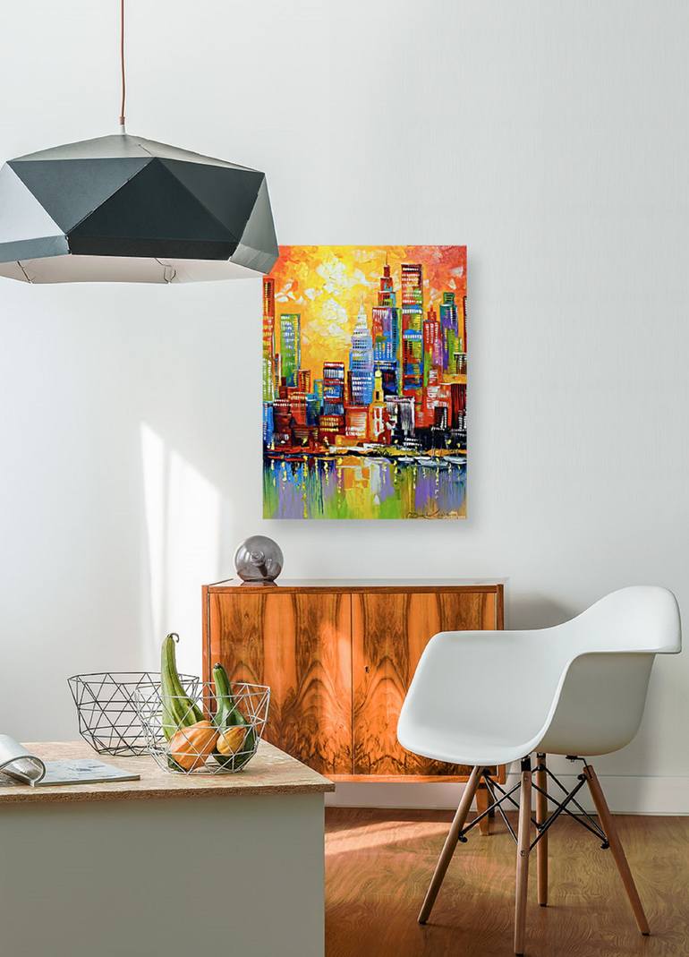 Original Abstract Cities Painting by Olha Darchuk