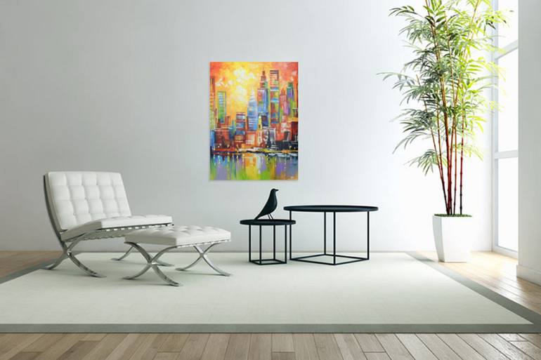 Original Abstract Cities Painting by Olha Darchuk