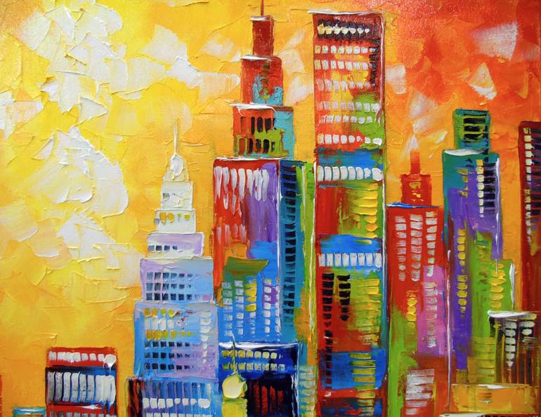 Original Abstract Cities Painting by Olha Darchuk