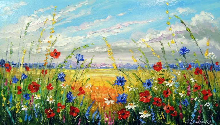 Flowers in the field Painting by Olha Darchuk | Saatchi Art