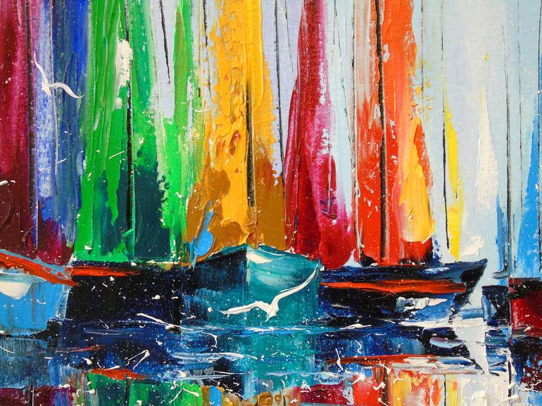 Original Sailboat Painting by Olha Darchuk